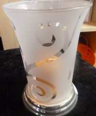 Glas-Tee/Windlicht 15cm mit versilbertem Fuss