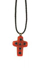 Muranoglasanhänger Kreuz, Grundton Orange
