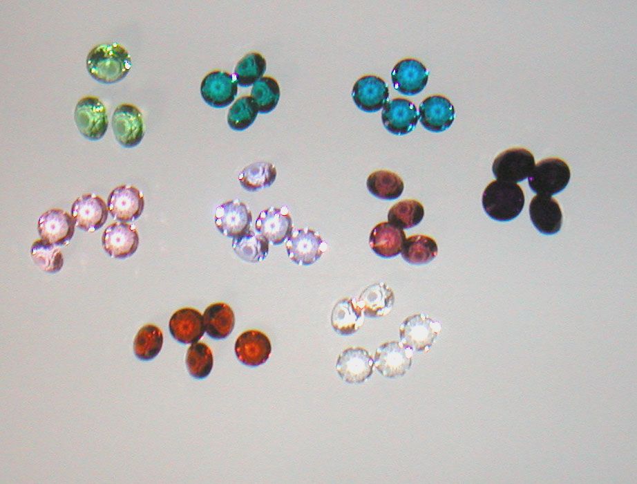 Set mit 5 Mini Glasdiamanten 12-14mm farbig transparent