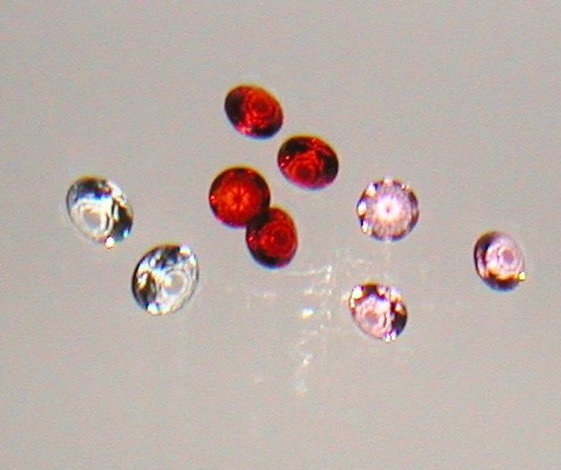 Set mit 5 Mini Glasdiamanten 12-14mm farbig transparent