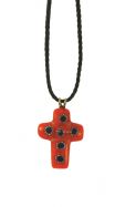 Muranoglasanhänger Kreuz, Grundton Orange